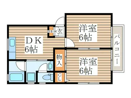 ヒルズメゾン南流山(2DK/1階)の間取り写真