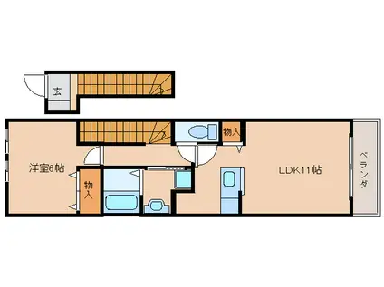 エスポワールメゾン(1LDK/2階)の間取り写真