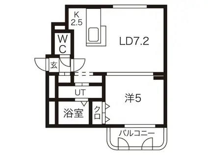 エクセレント壱番館(1LDK/2階)の間取り写真