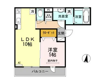 フラット松原(1LDK/2階)の間取り写真
