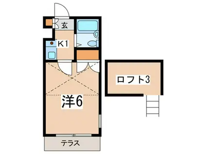 サザンステージ四季美台(1K/1階)の間取り写真