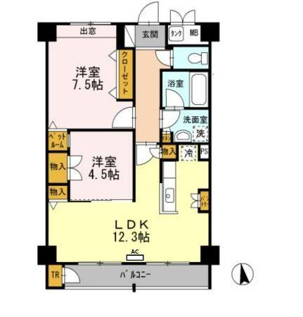 TRI-STAGE(2LDK/3階)の間取り写真