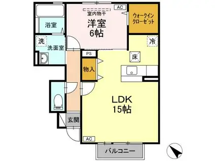 ラポール山路(1LDK/1階)の間取り写真