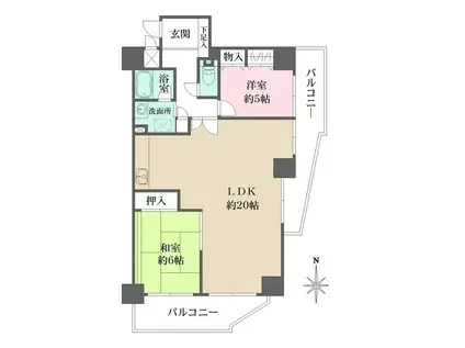 ハイネスあみだ池公園(2LDK/4階)の間取り写真