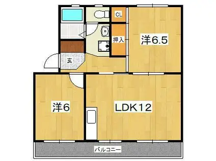 オピュレンス小田原(2LDK/2階)の間取り写真