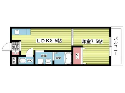 三協ハイツ(1LDK/3階)の間取り写真