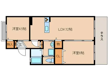 JAアベニュプレセア(2LDK/1階)の間取り写真