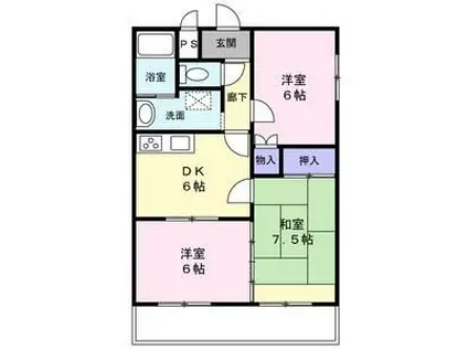 ソレアード(3DK/2階)の間取り写真