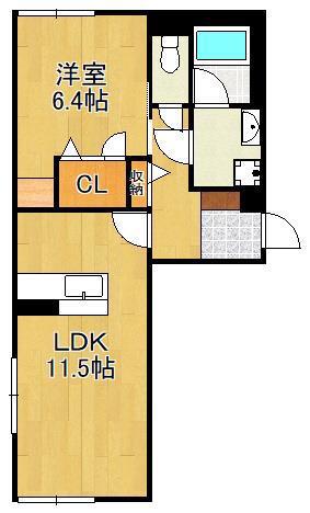 CASA HOTEI(1LDK/1階)の間取り写真