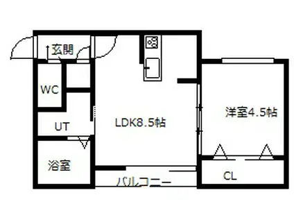 MON STYLE 大通東(1DK/3階)の間取り写真