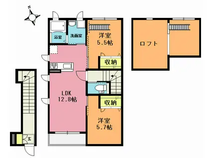 フォレストガーデン(2LDK/2階)の間取り写真
