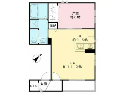 DOMIR EBARA(1LDK/2階)の間取り写真