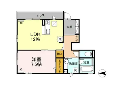 ヴィラ多摩(1LDK/1階)の間取り写真