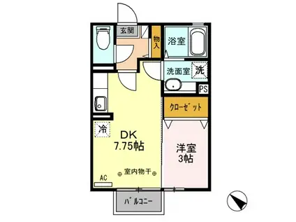 D-ROOM ウインドワードガーデンズ G 202(1DK/2階)の間取り写真