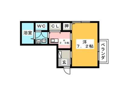 アヴェニール(1K/1階)の間取り写真