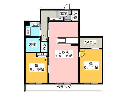 シトラスグレイス(2LDK/3階)の間取り写真