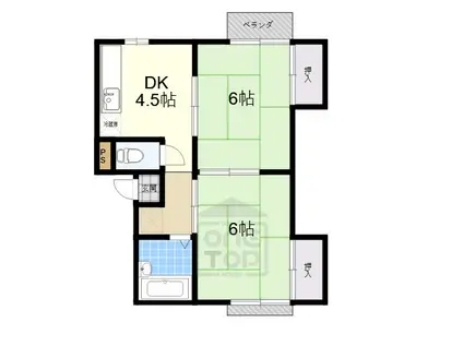 ルナハイツ・フィット8(2DK/2階)の間取り写真