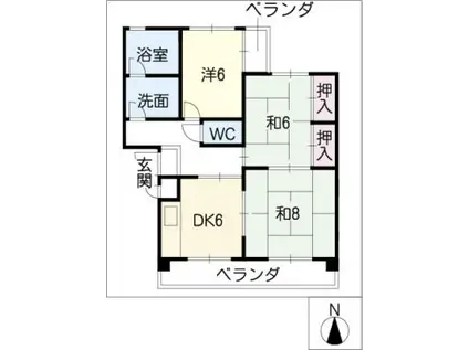 丸善ビル(3DK/2階)の間取り写真