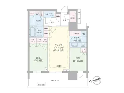 HARUMI FLAG SUN VILLAGE T棟(2LDK/5階)の間取り写真