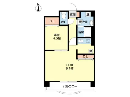 レジュイール東中通(1LDK/4階)の間取り写真