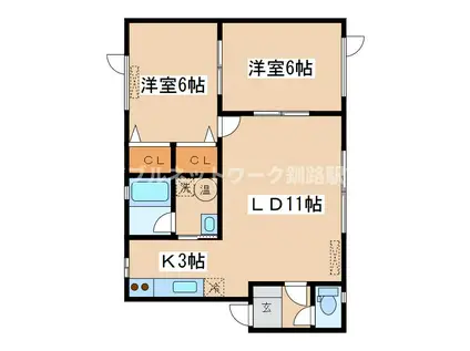 ハーバーサイドB(2LDK/2階)の間取り写真