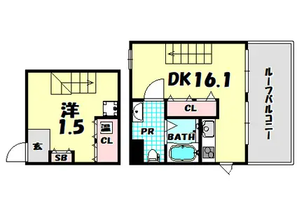 グラージェ三宮(1LDK/12階)の間取り写真