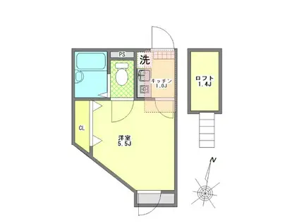 フォレストテラス扇大橋(1K/3階)の間取り写真