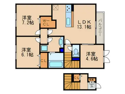 VILLA CLAIR(3LDK/2階)の間取り写真