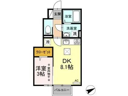サンライズコーポ G(1LDK/1階)の間取り写真