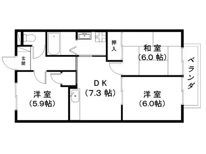 サンクチュアリ(3DK/2階)の間取り写真