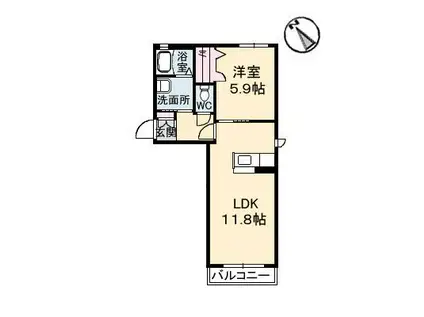 シャーメゾンルシエル(1LDK/2階)の間取り写真