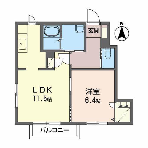 ヴィ・フォンティーヌ(1LDK/1階)の間取り写真
