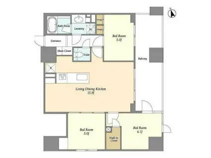 KDXレジデンス八丁堀(3LDK/5階)の間取り写真