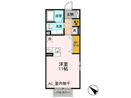 サンテラス花園(ワンルーム/2階)の間取り写真