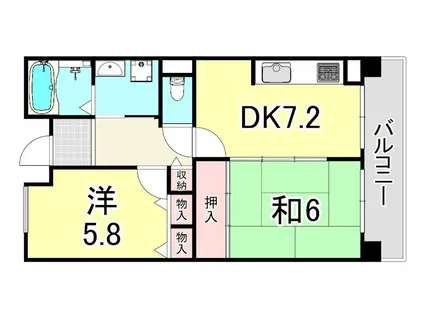 URパークタウン西武庫 5号棟(2DK/9階)の間取り写真