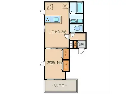 ライラック(1LDK/1階)の間取り写真