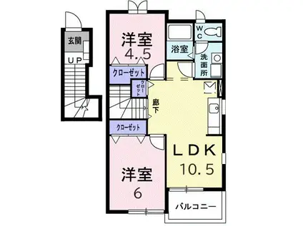 エミネンスA(2LDK/2階)の間取り写真