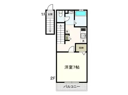 パークサイド東伏見南(1K/2階)の間取り写真