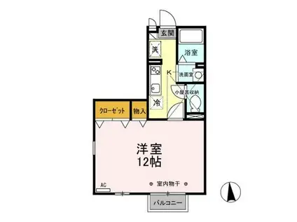 リビングタウン上並榎A・B(1K/2階)の間取り写真