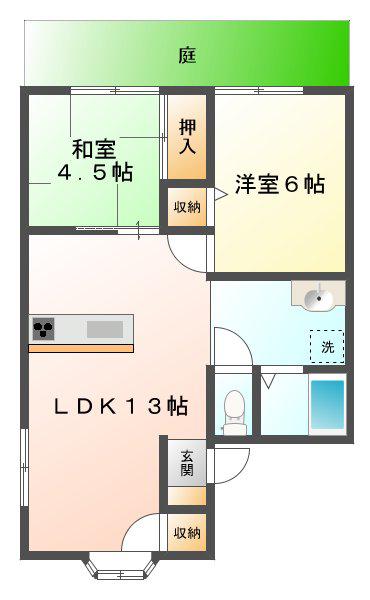 マーサ塩屋(2LDK/1階)の間取り写真