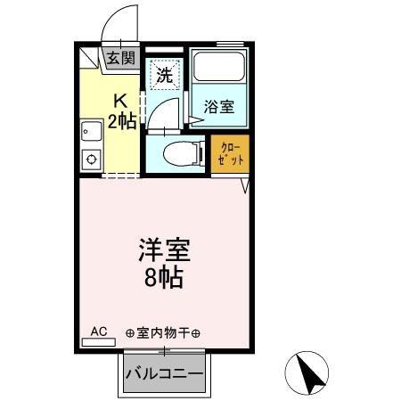 グランドールK I(1K/2階)の間取り写真