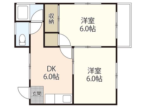 光田ビル(2DK/2階)の間取り写真