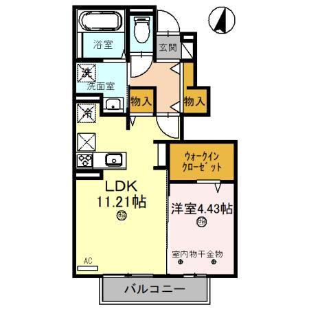 カーサ・アレーズ(1LDK/1階)の間取り写真