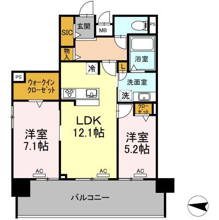 LENVOL MEIEKI(2LDK/9階)の間取り写真