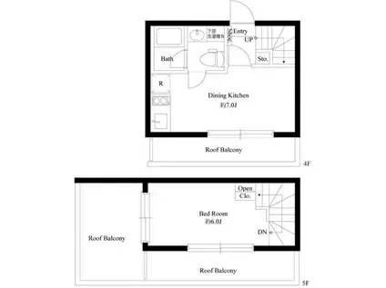 アズ信濃町レジデンス(1DK/4階)の間取り写真