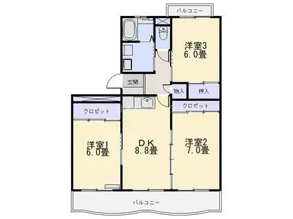 グランシャリオ(3DK/3階)の間取り写真
