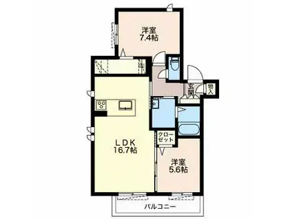 ディアス覚王山(2LDK/2階)の間取り写真