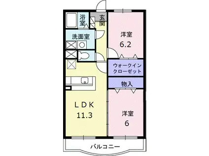エテルノ・グランデ壱番館(2LDK/2階)の間取り写真