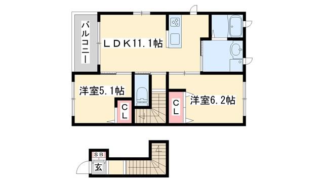 レジデンス永尾A(2LDK/2階)の間取り写真