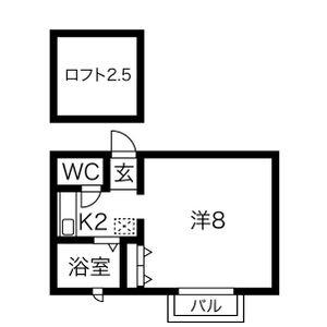 イーストグリーン(1K/2階)の間取り写真